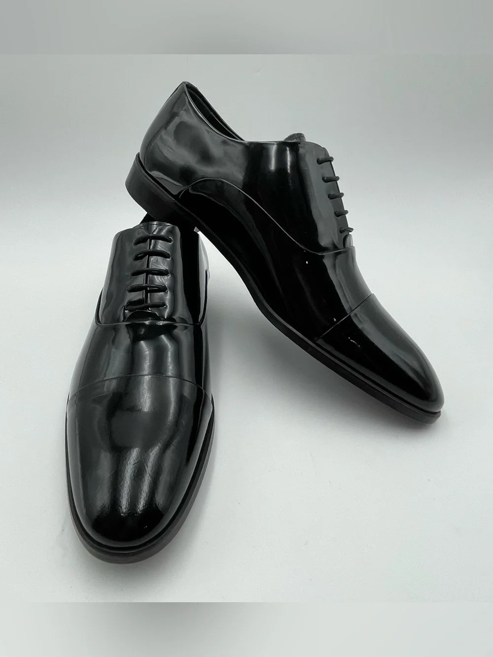 VELLAPAIS Scotland CapToe SZ 12 Black Patent Leather Oxford Dress Shoe MSRP $329